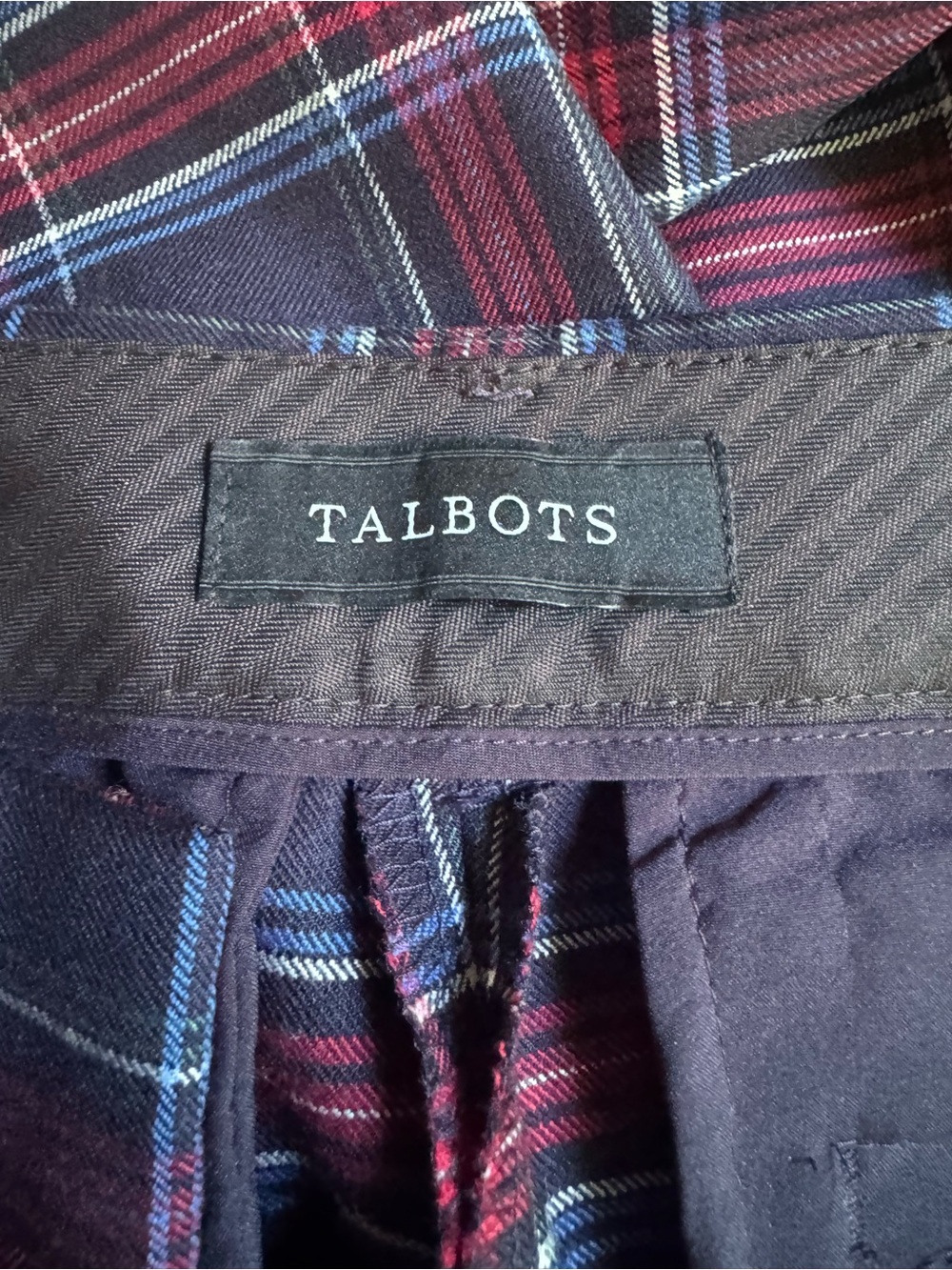Talbots Hampshire Ankle Navy and Red Plaid Dress Pants 4 petite - Picture 4 of 6